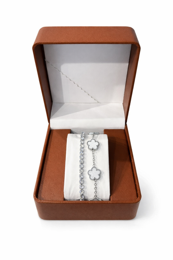 TITANIUM FIVE LEAF CLOVER LUXE 2-IN-1 BRACELET SET