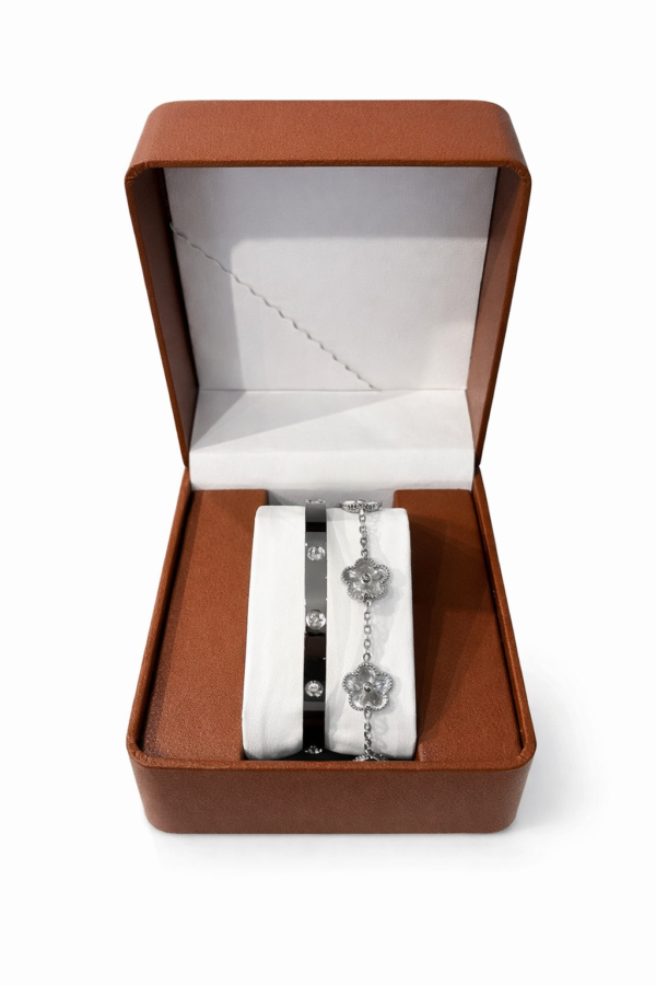 TITANIUM FIVE LEAF CLOVER LUXE 2-IN-1 BRACELET SET