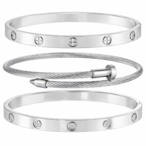 PETALMY TITANIUM LUXE BRACELET SET – EXCLUSIVE BOX EDITION - Aura Silver Titanium Set