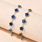 (PETALMY) LUNA FLOWER BRACELET WITH MARBLE DOUBLE SIDED FIVE LEAF CLOVER BRACELET STAINLESS STEEL GOLD PLATED