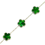 (PETALMY) LUNA FLOWER BRACELET WITH MARBLE DOUBLE SIDED FIVE LEAF CLOVER BRACELET STAINLESS STEEL GOLD PLATED