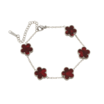(PETALMY) LUNA FLOWER BRACELET WITH MARBLE DOUBLE SIDED FIVE LEAF CLOVER BRACELET STAINLESS STEEL GOLD PLATED